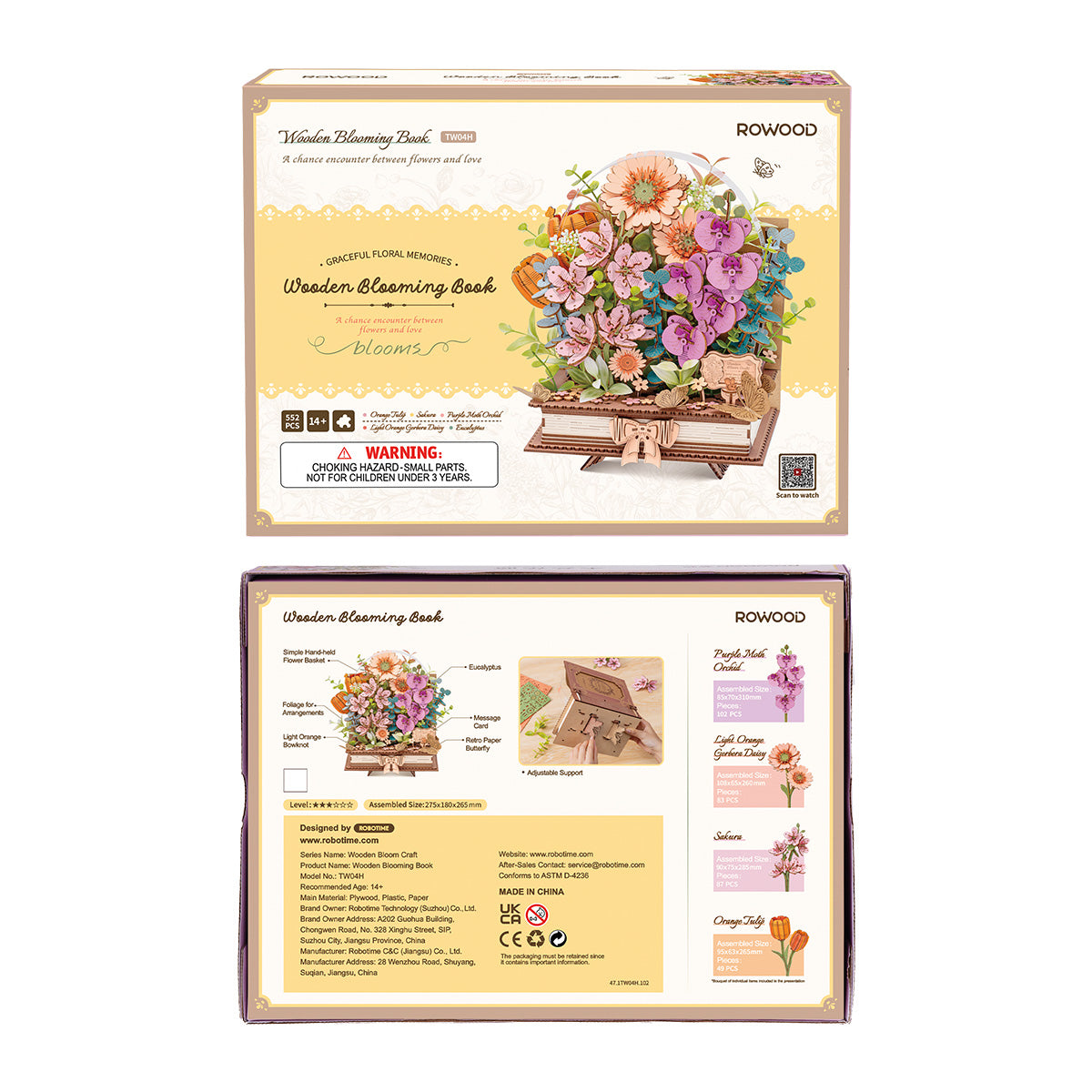 Rowood DIY 3D Flower Puzzle - Wooden Blooming Book TW04H