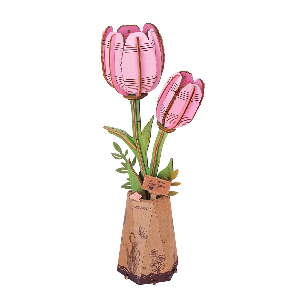 Rowood DIY Wooden Flower Pink Tulip TW082